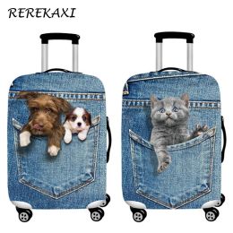 Accessories Cowboy Suitcase Case Cover 3D Cat Dog Luggage Elastic Protective Covers 1832Inch Trolley Baggage Dust Cover Travel Accessories