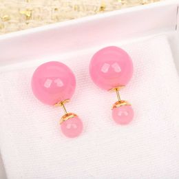 Luxury quality charm stud earring with pink blue yellow Colour beads in 18k gold plated have stamp box PEARL PS3480B