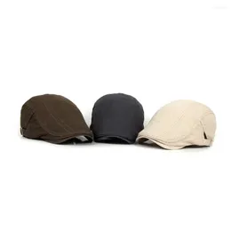 Berets Fashion Adjustable Solid Color Cabbie Flat Sboy Forward Peaked Cap Korean Style Hat Men Beret Octagonal