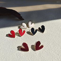 Stud Earrings Multicolor Peach Heart For Women Drop Oil Love Shape Charm Hypoallergenic Ear Jewellery