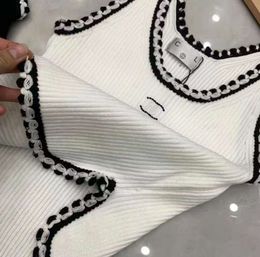 Anagram-embroidered Women Tanks Camis Cotton-blend Tank Tops Two C Letters Designer Skirts Yoga Suit CHANNEL Dress Bra Vest Ladies Solid Vintage T Shirt Femme CC54632