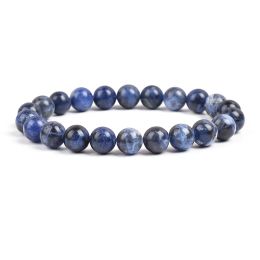 Strands Natural Stone Dark Blue Sodalite Beads Bracelet 4 6 8 10 12mm Size Blue Veins Round Stone Elastic Line Bracelets Fashion Jewelry