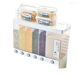 Storage Bottles Wall Mounted Multifunctional Rice Bucket Grain Organizer Large Capacity Kitchen Box 10kg Sealed Jar