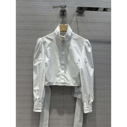 Brand Same Style Shirts 2024 New Spring Summer Stand Collar Long Sleeves Fashion Luxury Womens Blouses Designer Tops 0112-2