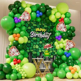 Party Decoration 134Pcs Green Balloons Garland Arch Kit With Pizza Slice Shaped Foil For Themed Kids Birthday Supplies