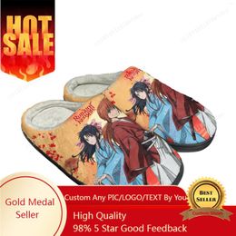 Slippers Rurouni Kenshin Himura Home Cotton Mens Womens Plush Bedroom Casual Keep Warm Shoes Anime Custom Thermal Indoor Slipper