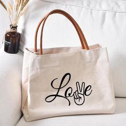 Shopping Bags Love Victory Printed Satchel Tote Work Bag Gift For Friends Family Book Women Lady Fashion Canvas Beach Handbag