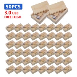 Drives 50pcs/lot Free Custom Logo Photography Wooden Usb + Box Usb 3.0 Flash Drive Memory Stick Pendrive 8GB 16GB 32GB Wedding Gifts