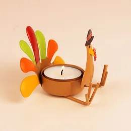 Candle Holders Thanksgiving Turkey Holder Metal Tea Light Sitting Standing Drop Ship