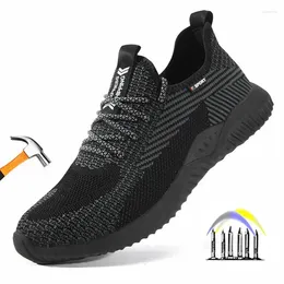 Boots Summer Safety Shoes Lightweight Breathable Work Sneakers Anti Puncture With Steel Toe Anti-slip