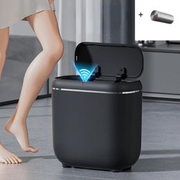 14L Automatic Sensor Trash Can Electric Touchless Smart Bin Kitchen Bathroom Waterproof Bucket Garbage With Lid Home Wastebasket 240408