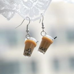 Earrings Cute 3D Simulation Bubble Tea Earrings Creative Resin Pearl Milk Tea Drop Earrings Girls Funny Gifts