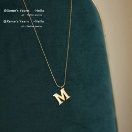 Necklaces 2023 New Classic Letter M Pendant Stainless Steel Gold Color Necklace Korean Fashion Jewelry Non Fading Accessory For Womans