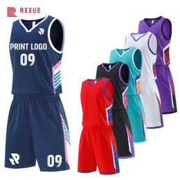 Fans Tops Tees New Custom Basketball Jersey Set 2024 Uniform Suit with Printed Name Number for Men Youth Kids Personalized Team Jerseys Y240423