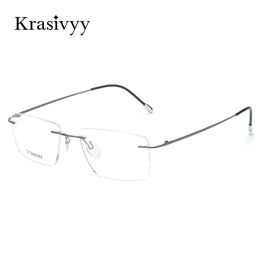 Lenses Krasivyy Titanium Glasses Frame Men 2023 New European Design Square Rimless Prescription Eyeglasses Eyewear Frame for Women