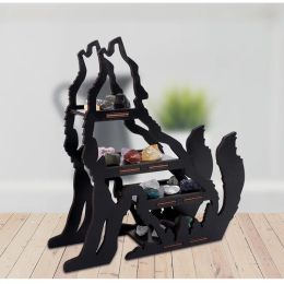 Racks Wall Mounted Wolf Shelf For Crystals Wooden Crescent Storage Holder Essential Oils Shelf Household Wall Display Shelf Decoration