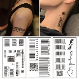 Tattoos Temporary Sticker Water Transfer Barcode Tattoo Black Triangle Tattoo Body Arm Men Women Fake Tattoo Body Art Decor Waterproof