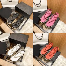 Brand Fashion Channel Chain Flat Thong Sandals Casual Shoe Outdoor Flip Flop Slipper Men Mule Leather Loafer Designer Slide Summer Hasp Women Sandale Sliders rs