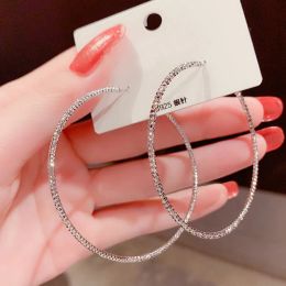 Earrings Silver Colour Geometric Large Circle Hoop Earrings For Women Statement Ear Ring Fashion Jewellery Accessories Nightclub DJ Boho