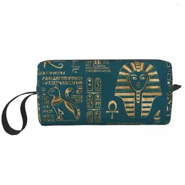 Storage Bags Egyptian Hieroglyphs And Deities Travel Toiletry Bag For Women Ancient Egypt Pharaoh Cosmetic Makeup Beauty Dopp Kit