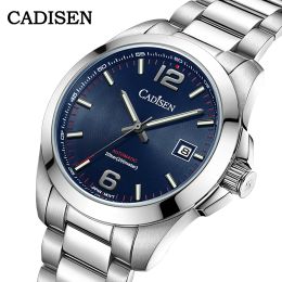 Kits CADISEN Watch C8197 MIYOTA 8215 Movement Automatic Watch for Men 200m Waterproof Men Mechanical Wristwatch Blue Creative Dial