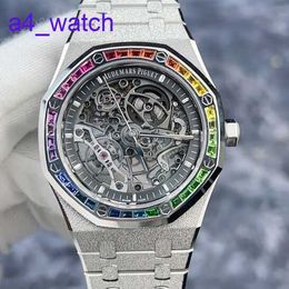 Modern AP Wrist Watch Royal Oak Series 15412BC Frost Gold Original Diamond Rainbow Double Swivel Automatic Mechanical Mens Watch 41mm