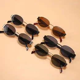 Sunglasses Vintage Small Frame Oval Women's Brand Designer Metal Sun Glasses Women Travel Fashion Eyewear UV400