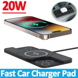 Chargers 20W Wireless Charger Car Wireless Charging Dock Pad For iPhone 14 13 12 11 Samsung Xiaomi AirPods Fast Phone Car Chargers Stand