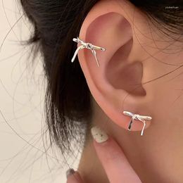 Stud Earrings Delicate Cute Tie Bow Simple Small Buckle Ear Cuff No Piercings Fake Cartilage For Women Fashion Jewelry
