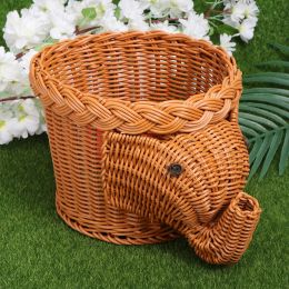 Baskets Elephant Rattan Storage Basket Woven Wicker Bin Hand Woven Shelf Organiser Cute Handmade Nursery Gift Animal Artwork