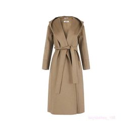 Designer Coat Cashmere Coat Luxury Coat Max Maras New Womens Sheep Wool/Cashmere Maillard Mid Length Hooded Coat
