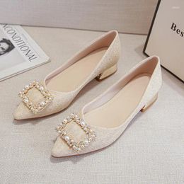 Casual Shoes Soft Leather Professional Thick Heel Single Low Bottom Simple Comfortable Solid Color Commuter Women's