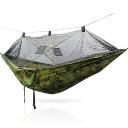 Camp Furniture Pop-Up Portable Camping Hammock with Mosquito Net Parachute Swing Hammocks Hammock Canopy Camping Stuff Y240423