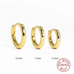 Earrings CANNER 6/7/8mm Hot Sale 925 Sterlig Silver CZ Zircon Hoop Earrings For Women Round Piercing Earring Earings Jewellery Pendientes