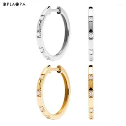 Hoop Earrings DPLAOPA 925 Sterling Silver 15mm Yellow Gold Frosty Hoops 2024 Women Wedding Jewellery Clips Pendientes Circle Earring Jewels