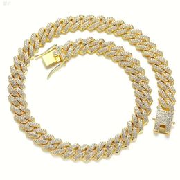 Hip Hop 13mm Miami Unisex Vvs Moissanite Diamond Necklace Rapper Neck Jewelry Cuban Link Chain Necklace for Men