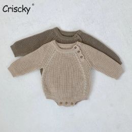 One-Pieces Criscky Autumn Baby Girls Knitted Clothes Cotton Spring Infant Kids Romper Long Sleeve Bodysuits Sunsuits Outfits Baby Clothes