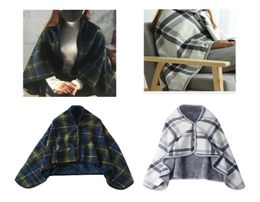 Scarves Wheelchair Blanket Thickening Shawl Cloak Women Wrap Cape Sweater Plush Thick Fleece Button6892046