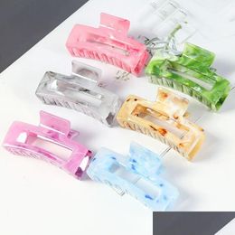Clamps Vintage 8.5Cm Hair Clips Geometric Shape Hollow Out Colorf Print Women Claw Clip Girls Accessories New Glossy Drop Delivery Je Dhinp