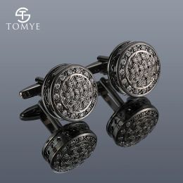 Links Cufflinks for Shirt TOMYE XK20S005 High Quality Luxury Crystal Round Men Tuxedo Formal Dress Cuff Links Wedding Gifts Jewellery