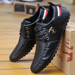 Spring Fashion Leather Shoes for Men Casual Loafers Moccasins High Quality Male Lightweight Driving Footwear 240410
