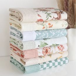 sets 70% Bamboo 30% Cotton Muslin Cotton Waffle Printed Swaddle Wrap Blanket Baby Blanket Newborn Super Soft Bedding Cover