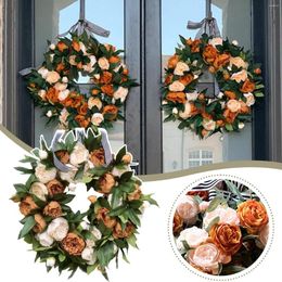 Decorative Flowers Spring Peony Wreath Simulation Flower Indoor Christmas Memorial Day Wreaths For Front Door Foam Ring