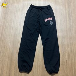 Best Quality Men Woman Black Casual Pants Fashion Cotton Vintage Stretch Drawstring Trousers