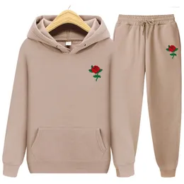 Women's Hoodies Brand Autumn Rose Flower Printed Pants Men And Women Casual Sweatshirt Sportswear Fleece Hooded Jacket