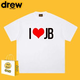 Drew Mango Trendy Brand Short Sleeved Shirt With Smiling Face Printed T Shirt Pure Cotton INS High Street Loose