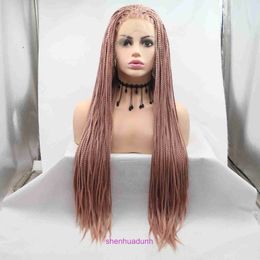 Sylvia feita à mão com peruca trançada com fibra química de renda fosco de alta temperatura de seda suja de cabelos longos longos