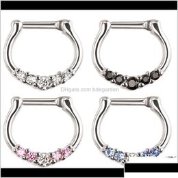 Nose Rings Studs Rings Studs Jewellery Surgical Steel Septum Clicker Ring Punk Women Men Zircon Nose Hoop Body Ps0894 6Nfpc Drop Deliv Dhgx2