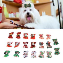 Dog Apparel 20 Pcs Bows Pet Grooming Accessories Products Handmade Christmas Small Hair Rubber Band Cat Clips