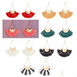 Stud Fashion Bohemian Earrings Personality Fan-Shaped Tassel Earring Long Drop Valentines Day Gift Delivery Jewellery Dhuhv